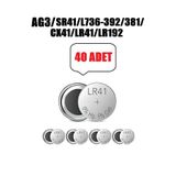 Derwell 40 Adet Ag3 Lr41 392A Sr41 1.5V Düğme Pil Hesap Makinesi/Terazi/Saat/Oyuncak/Garaj Pili Yuvarlak Pil