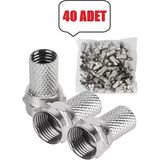 Derwell 40 Adet Tv/uydu Anteni Koaksiyel Kablo F/f Konnektör Rg6 / U4 Uydu Anten Kablosu Vida Tipi Jak - Gri