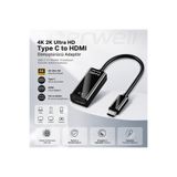 Derwell 4K 2k Ultra Hd Type C To HDMI Dönüştürücü Adaptör - Usb-C Tv Monitör Projeksiyon Görüntü Aktarım Kablosu MacBook iPad Samsung Galaxy Huawei Telefon Tablet Uyumlu Çok Fonksiyonlu Çevirici