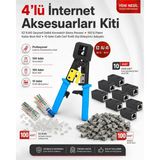 Derwell 4lü Internet Aksesuarları Kiti Ez RJ45 Geçmeli Delikli Konnektör Sıkma Pensesi 100LÜ Paket Kablo Boot Kılıf 10 Adet Cat6 Cat7 RJ45 Dişi Birleştirici Adaptör Profesyonel Çakma Sonlandırma Seti - 2 ADET