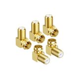 Derwell 5 Adet Gold L Tipi Konnektör Fiş Çevirmeli 90 Derece Adaptör Uydu Anten Cihaz Girişi Metal Vidalı Konnektör Koaksiyel Tv Uydu Kablosu