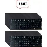 Derwell 5 Adet Türkçe F Klavye Etiketi Laptop Pc Sticker Kaliteli Pvc-Keyboard Sticker Pvc Harf Çıkartmaları - Siyah