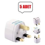 Derwell 5 Adet Type-G Plug Adapter Hac/ümre Plug Adaptor Seyahat Ac Güç Şarj Adaptörü Dönüştürücü Priz - Altın - Beyaz