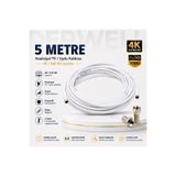 Derwell 5 Metre 4K Full HD Koaksiyel TV Uydu Anten Kablosu Seti - Güçlü Sinyal Aktarımlı Dayanıklı Televizyon Kablosu - Lnb Alıcı Uyumlu Yüksek Kalite Beyaz