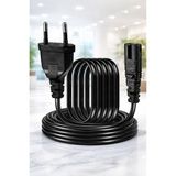 Derwell 5 Metre 5mt 2 Pinli Teyp Işıldak Fişi C7 Radyo /yazıcı/ Işıldak (Ps4/ps3/ps2/teyp Power Ceryan Güç Kablosu