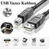 Derwell 5 Metre 5mt Üniversal Yazıcı Kablosu Ara Printer USB Bağlantı Bağlama Kablo Network Lazer Hp Canon Brother Kablosu