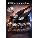Derwell 5 Metre 5Mt Yazıcı Kablosu Ara Printer Usb Bağlantı Kablosu Network Lazer Hp Canon Brother Kablosu