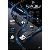 Derwell 5 Metre Mini Usb 5Pin Hızlı Veri Şarj Aleti Kablosu Ps3 Mp3 Mp4 Çalar Araba Dvr Gps Dijital Kamera