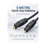 Derwell 5 METRE Optik Ses Kablosu Toslink Dijital Fiber Ev Sinema Soundbar Uyumlu Siyah Altın Kaplama Uçlu Kristal Netliğinde Parazitsiz Sinyal İletimi Çevresel Surround Akustik Ses Sistemi Bağlantı Kablosu