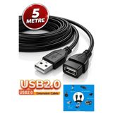 Derwell 5 Metre Usb Uzatma Kablosu Usb Gerçek Usebe 2.0 Erkek-Dişi Uç Yüksek Hız High Speed Rate 5mt Ara Uzatma Kablosu