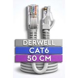 Derwell 50 Cm Cat6 Lan Fabrikasyon Internet Data Kablosu(Ethernet Modem RJ45 Uçlu Jacklı Network Adsl) Kablo