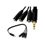 Derwell 5+1 Ses Sistemi Kablosu 3x3.5mm Stereo Dişi To 1x 3 Stereo 1 Erkek 3 Dişi SİYAH