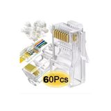 Derwell 60 Adet Yeni Nesil Konnektör Delikli Ez Rj45 Cat5/cat6 8p8c Utp Ağ Için Jack Delikli Açık Uçlu Jak