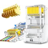 Derwell 60 Adet Yeni Nesil RJ45 Cat5 Cat6 Ethernet Internet Kablo Soketi Konnektör Delikli 8P8C Jack Utp Kablo Ucu Gold Plated Jack