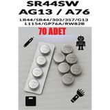 Derwell 70 Adet 70'Li Ag13/Lr44/A76/357A Düğme Pil 1,5 V Saat Lazer Oyuncak Pili Alkalin Düğme Pil