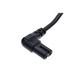 Derwell 80 Cm L Uç 90 Derece Power Güç Elektrik Kablosu C7 ps4/ps3 Teyp Laptop Adaptör ışıldak 2 Pinli Siyah Siyah