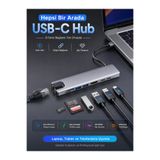 Derwell 8'i 1 Arada USB-C Hub Dönüştürücü Çoğaltıcı | 4K HDMI, RJ45 Gigabit Ethernet, 2x USB 3.0, SD/TF Kart Okuyucu, PD Hızlı Şarj ve USB-C Veri Aktarımı Telefon, Tablet ve Laptop ile Tam Uyumlu Çoklu Çözüm