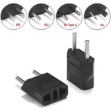 Derwell Ab Tak Adaptörü 2 Pin Abd 2 Yuvarlak Pin Priz Girişi Ac 110V-250V 10A Seyahat Fişi Dönüştürücü Güç Adaptörleri 220V Çevirici