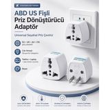 Derwell Abd Us Fişli Priz Dönüştürücü Adaptör Universal Seyahat Priz Çevirici Eu Uk Au Cn Giriş Destekli Çok Amaçlı Dünya Priz Adaptörü Telefon Laptop Şarj Cihazı Uyumlu Beyaz - 8 Adet
