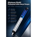 Derwell Alüminyum Gövdeli Profesyonel Lehim Havya Pompası - Yüksek Emiş Gücüne Sahip Basınçlı Vakum Teknolojisi - Elektronik Devre, Anakart ve Kart Tamiri Için Güvenli Manuel Lehim Sökücü - Mavi - Beyaz