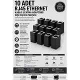 Derwell Derwall RJ45 Ethernet Kablo Uzatma Adaptörü Dişi Dişi Ek Parçası Internet Konnektör Çoklayıcı Dağıtıcı Aparatı Cat6 Cat7 Cat5 Uyumlu Ağ Bağlantı Elemanı Lan Ethernet Kablosu Birleştirici - 10 Adet Gigabit