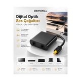 Derwell Dijital Optik Ses Çoğaltıcı Aparat S/PDIF TV Soundbar Amfi Uyumlu Switch Çoklayıcı Dağıtıcı Adaptör 1 Giriş 2 Çıkış Kablosu Dönüştürücü Dijital Ses İkizleyici Spliter Kutusu