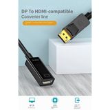 Derwell DisplayPort to Hdmı 4k Full HD Video Ses Görüntü Kablosu Bilgisayar Dizüstü TV İçin Dönüştürücü SİYAH