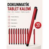 Derwell Dokunmatik Tablet Kalemi iPad Ios Android Telefon Uyumlu Akıllı Çizim Yazım Kalemleri Hassas Ince Uçlu Renkli Metal Gövde Telefon Koruyucu Stylus Pen Çizim Kalemi Seti Renkli - Kırmızı - 10 ADET