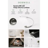 Derwell Esnek USB LED Kitap Okuma Lambası Taşınabilir Mini Masa Üstü Gece Lambası Laptop Bilgisayar Uyumlu Bükülebilir Göz Yormayan Aydınlatma Işığı Şarjlı Powerbank Uyumlu Pratik Kitap Okuma Işığı