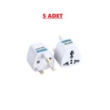 Derwell Eu Us Usa Aus Uk Kuveyt Ingiliz Iskoç Kuzey Kıbrıs Hac Umre Elektrik Prizi Çevirici Adaptör 5 ADET Derwell3pin5x