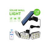 Derwell Güneş Enerjili 138 Ledli Sokak Lambası Solar Bahçe Armatürü Aydınlatması Dış Mekan Bahçe Aydınlatma