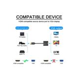 Derwell HDMI To VGA Ses Destekli Dönüştürücü Kablo 1080p Siyah, DrwlHdVGaa1