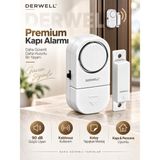 Derwell Kablosuz Kapı Pencere Alarmı - 90 Db Güçlü Sesli Hırsız Önleme ve Çocuk Güvenlik Kilidi Sistemi - Kolay Yapışkan Montajlı Ev Ofis Çekmece Uyumlu Manyetik Koruma Sensörü Cihazı (Sıfır Ürün)