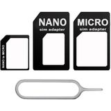 Derwell Nano Micro Mikro Sim Çevirici Dönüştürücü Iğne Adaptör Set 4'lü Set Çevirici Telefon Sim Kartı Aparatı Dönüştürücü Sim Adaptörü Mikro Standart Tam Boyut Nano
