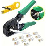 Derwell Network Aksesuar RJ45 8P8C CAT5E/CAT6 RJ11 Utp Jak Sıkma Cakma Pensesi Internet Ethernet Sıkma Pensesi + 100 Adet Jak