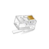 Derwell Rj11 4pin Jak 6p4c Telefon Kablosu Için Konnektör 4 Pinli Plug Altın Kaplama 4 Çekirdek (50 Adet) şeffaf