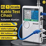 Derwell (RJ45+USB+RJ11+BNC) Çantalı Telefon Koaksiyel USB 4'ü 1 Arada Uzaktan Kablo Test Cihazı Hızlı Tepki Ayrılabilir Modül Ağ Telefon Bnc USB RJ11 RJ45 Koaksiyel Kablo Ölçer Network Aksesuar