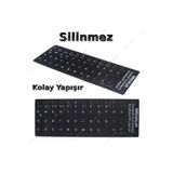 Derwell Türkçe Q Klavye Etiketi Laptop Pc Sticker Kaliteli Pvc-Keyboard Sticker PVC Harf Çıkartmaları Siyah