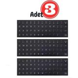 Derwell Türkçe Q Klavye Etiketi Laptop Pc Sticker Pvckeyboard Sticker Silinmez Kolay Yapışır Aşınmaya Dayanıklı Klavye Çıkartma Stikeri 3 Adet