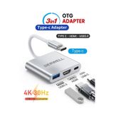 Derwell Type-C to Hdmi Usb 3.0 Type-C 3.1 (PD Şarj) Çevirici Dönüştürücü 4K Notebook/PC/Macbook için Adaptör