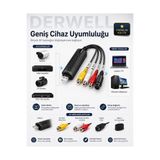 Derwell USB 2.0 AV Video Capture Card - Analog Görüntü ve Ses Dijital Dönüştürücü Kayıt Kartı (Easycap Uyumlu, S-Video, RCA, Sürücüsüz Tak Çalıştır)