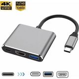 Derwell Usb-C HDMI 4K 3 In 1 Kablo Dönüştürücü Için Samsung Huawei iPad Mac Ns USB 3.1 Tip C HDMI 4K USB 3.0 Çoklayıcı Çevirici