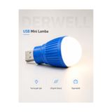 Derwell USB Mini Led Lamba Taşınabilir Pratik Gece Lambası Tak Çalıştır Kamp Kitap Okuma Aydınlatması Laptop Powerbank Uyumlu Küçük Ampul Mavi