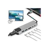 Derwell Yeni 2025 Ethernet Lan Girişi Çevirici Type-c To 3.0 6 In 1 Usb Hdtv 4k Type-C Girişli Hub Çoklayıcı, drwl6in1hlas