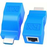 Derwell Yeni 2025 HDMI Extender Hdmı RJ45 Ağ Kablosu ile HDMI Uzatıcı Dönüştürücü Tekrarlayıcı Cat 5e-6 30M Dönüştürücü Adaptör