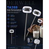 Derwell Yeni 2026 Taşınabilir Akıllı Isı Sıcaklık TA-288 Ölçer Pratik Tek Elle Kullanım Kolay Kontrol Geniş Ekran Mutfak Şef Derecesi Hassas Ölçüm Dayanıklı Sıvı Katı Yemek Süt Yoğurt Mama Termometresi