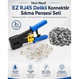 Derwell Yeni Nesil Ez RJ45 Delikli Konnektör Sıkma Pensesi Seti 100 Adet Gri Boot Kılıf Cat5 Cat6 Cat7 Utp Ağ Internet Kablosu Çakma Pense Takımı Veri Iletişim Kablolama Seti Profesyonel Bağlantı Elemanları - 2 ADET