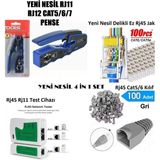 Derwell Yeni Nesil Mavi7 Cat5/6/7/8 Pense + RJ45 RJ11 8P8C Test Cihazı + 100 Adet Cover Kılıf + 100 Adet Yeni Nesil Utp Konnektör Network Aksesuarları