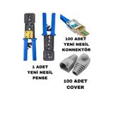 Derwell Yeni Nesil Pense + Delikli Rj45 Cat6 100 Adet + 100 Adet Cover İnternet Lan Ethernet Bakım Kiti