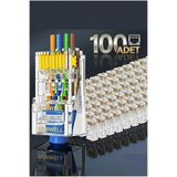 Derwell Yeni Nesil Rj45 Cat5 Cat6 Ethernet Internet Kablo Soketi Konnektör Delikli 8p8c Jack Utp Uç 100 Adet